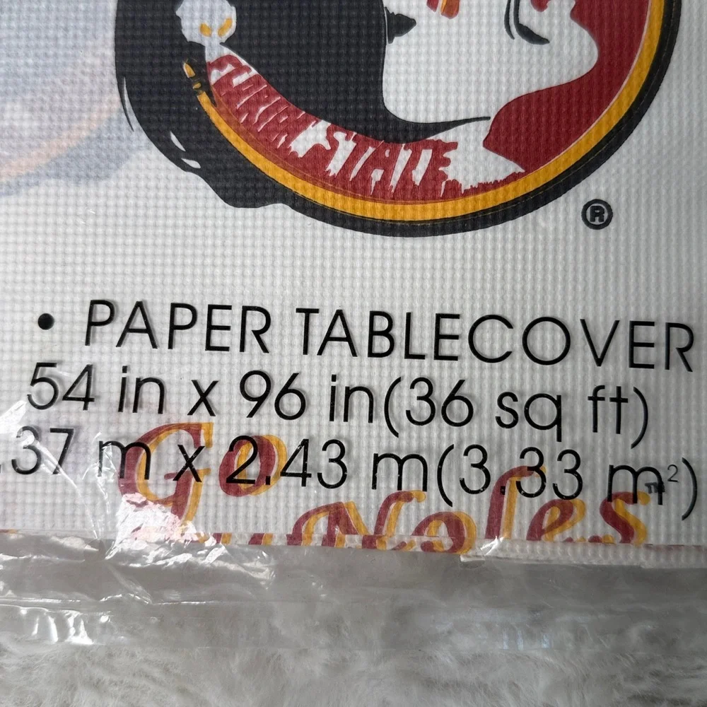 VTG FSU Paper Tablecover‎ Tablecloth NEW Florida State Seminoles Noles USA Made